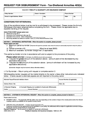 Request for Disbursement Form - Tax-Sheltered Annuities 403(b)