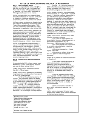 FAA Form 7460-1 Notice of Proposed Construction or Alteration