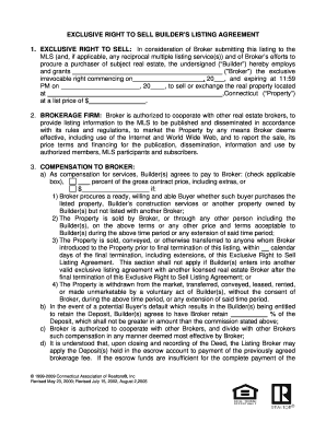 Exclusive Right to Sell Builder's Listing Agreement