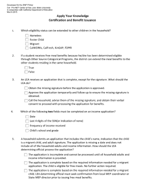 California Free Meal Benefits Application