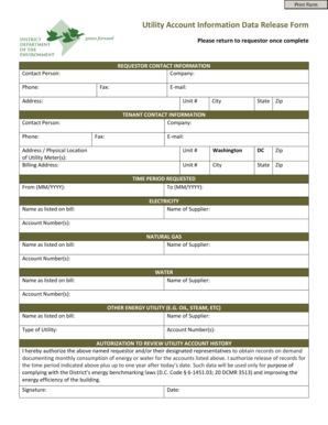 Utility Account Information Data Release Form