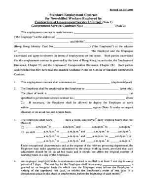 Standard Employment Contract for Non-skilled Workers