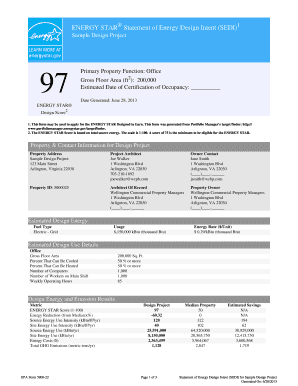 ENERGY STAR Statement of Energy Design Intent
