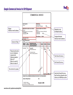 Commercial Invoice for Gift Shipment