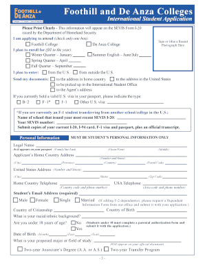 Foothill and De Anza Colleges International Student Application