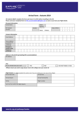 UK Student Arrival Form