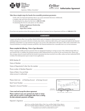 Blue Cross Authorization Agreement