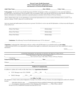 Adult HIPAA Authorization Form