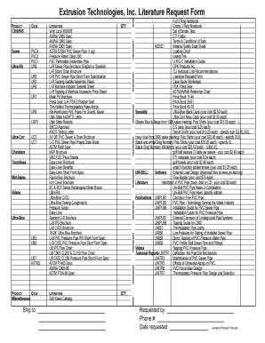 Extrusion Technologies Literature Request Form