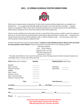 Ohio State University Spring Schedule Poster Order Form
