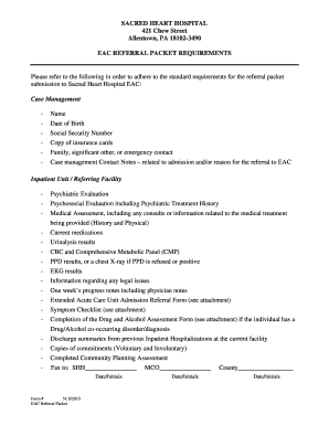 Sacred Heart Hospital EAC Referral Packet