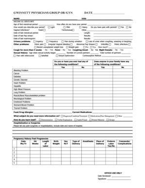 OB/GYN Medical History Form