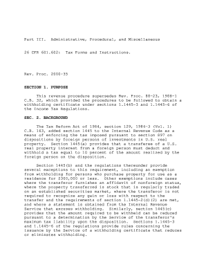 IRS Withholding Certificate Application