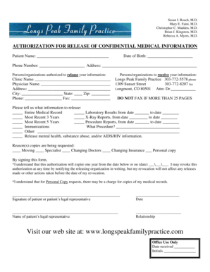 Authorization for Release of Confidential Medical Information