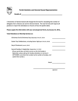 Parish Statistics and General Synod Representation Form