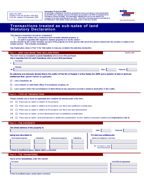Statutory Declaration for Sub-Sales of Land