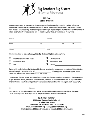 Letter of intent samples - Big Brothers Big Sisters Letter of Intent (PDF) - bbbscentralmn