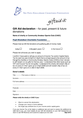 Gift Aid Declaration Form