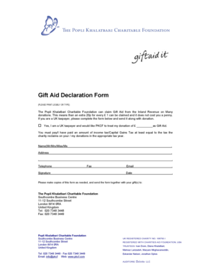 UK Gift Aid Declaration Form