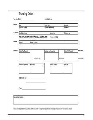 Standing Order Form