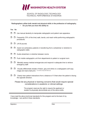Radiography Technical Standards Form