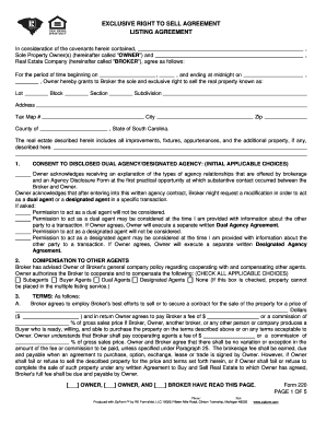 Exclusive Right to Sell Agreement