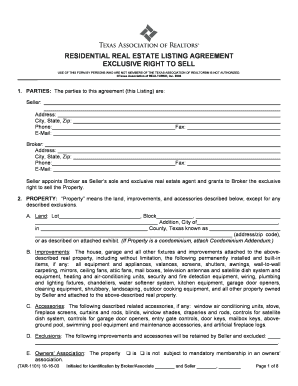 Texas Residential Real Estate Listing Agreement