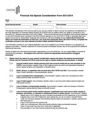 Financial Aid Special Consideration Form