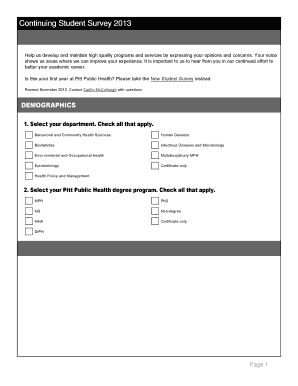 Continuing Student Survey 2013