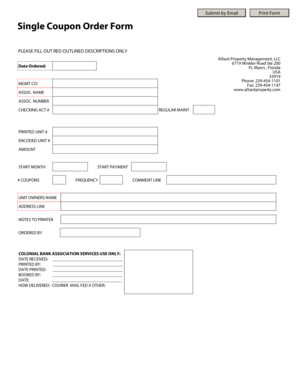 Single Coupon Order Form - Alliant Property Management