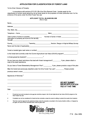 Ohio Forest Tax Law Application Form