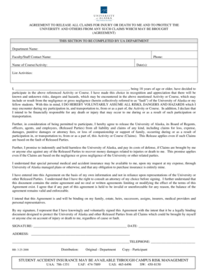 University of Alaska Activity Waiver