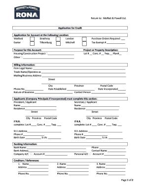 Application for Credit