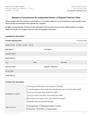 Request for Independent Review of Disputed TennCare Claim