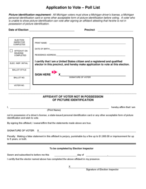 Michigan Voter Application and Absent Voter Ballot