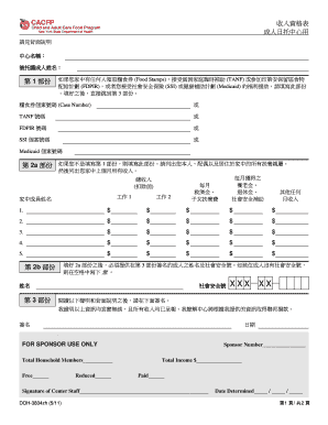 Adult Day Care Income Eligibility Form