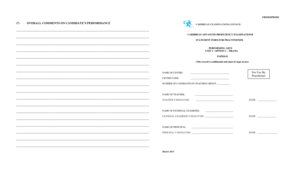 Caribbean Advanced Proficiency Examination Practitioner Statement Form