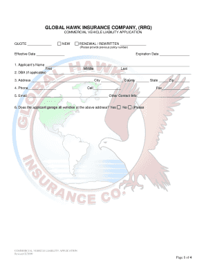 Commercial Vehicle Liability Application