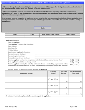 Miscellaneous Professional Liability Coverage Application