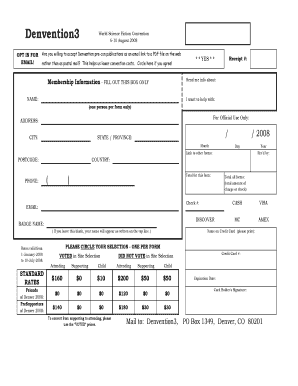 Denvention3 Membership Registration Form