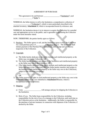 Purchase Agreement for Collection