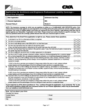 Architects and Engineers Professional Liability Coverage Application