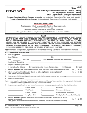 Non-Profit Directors and Officers Liability Application