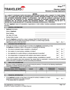 Fiduciary Liability Renewal Coverage Application