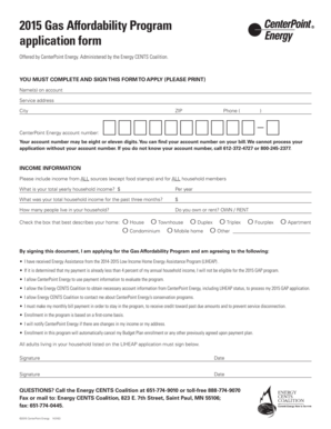 2015 Gas Affordability Program Application Form