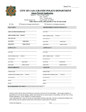 City of Casa Grande Alarm Permit Application