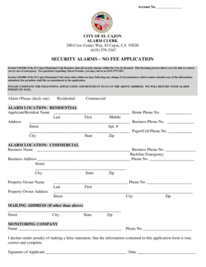 El Cajon Security Alarm Permit Application