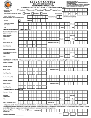 Covina Alarm Permit Application