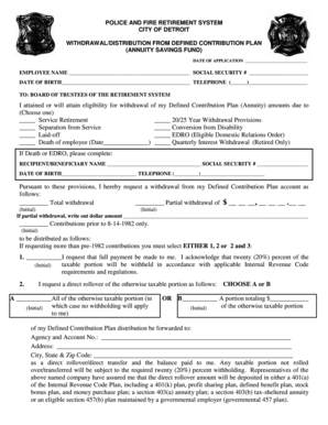Detroit Police and Fire Retirement System Withdrawal Form