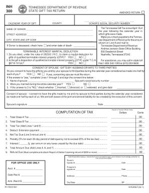 Tennessee State Gift Tax Return